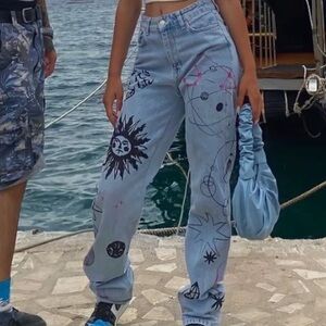 Light Blue Graphic Women's Jeans